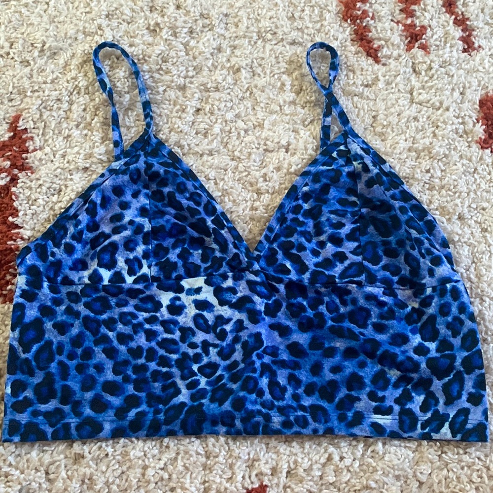 Blue Animal Print Crop Top